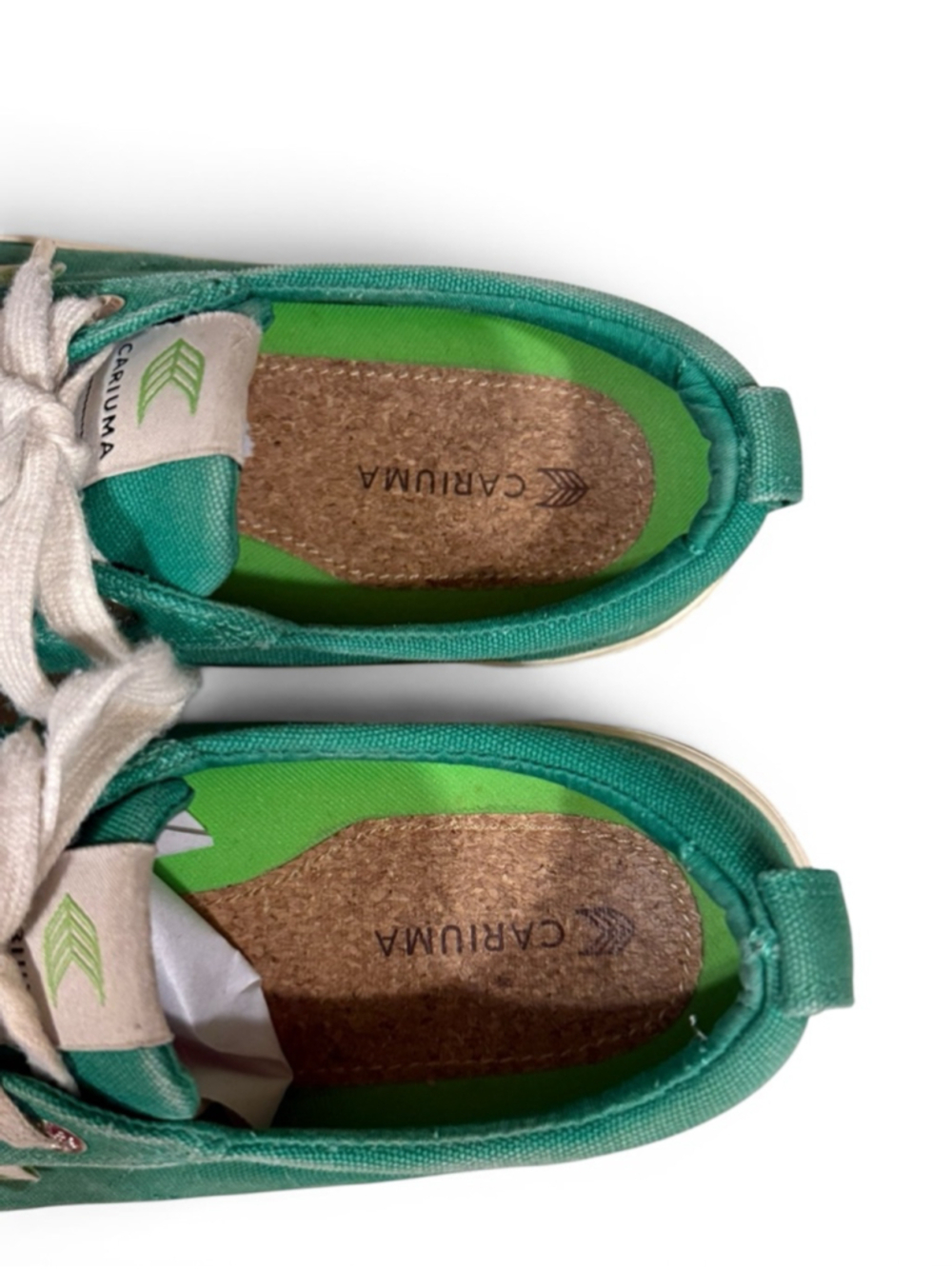 Cariuma OCA Low Spring Green Canvas Cork Heel Sneakers W 8.5/M7 Organic Cotton - Picture 6 of 10